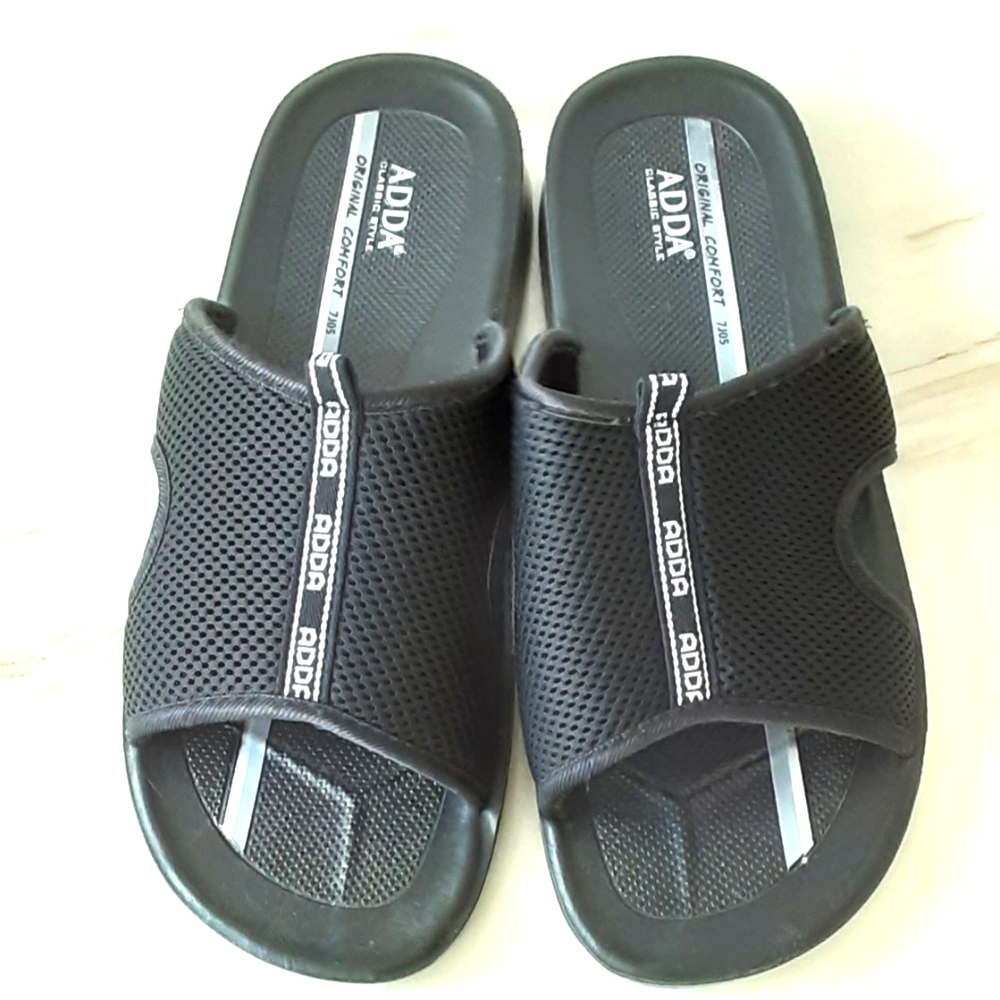 ADDA Original Comfort Mens Black Microfiber Leather Sandals Sz 11 (45) NWOT